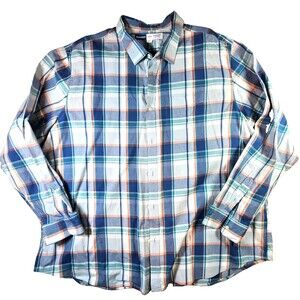 OLD NAVY Men's Cotton/Spandex Plaid Button Down Shirt 4XL Tall Built in Flex